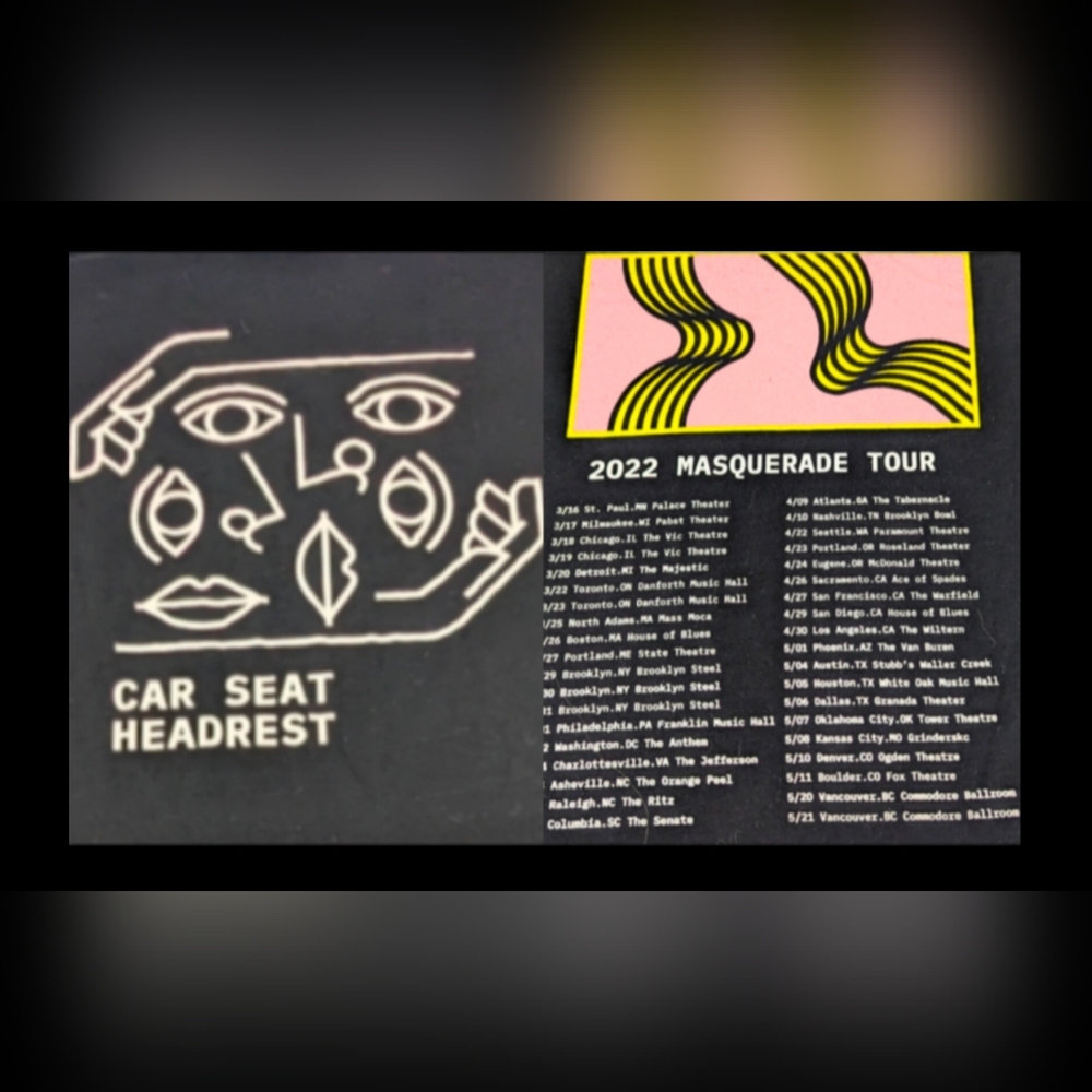 Car Seat Headrest 2022 Masquerade Tour Tee Concert Dates/Locs On Back Large